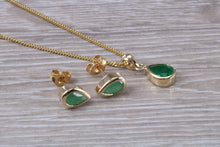 Load image into Gallery viewer, Pear Drop cut Emerald Earrings with Matching Necklace