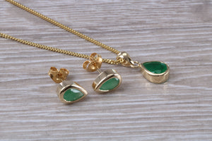 Pear Drop cut Emerald Earrings with Matching Necklace