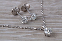 Load image into Gallery viewer, One carat Solitaire Necklace and One carat Studs set with top grade Moissanite Diamonds