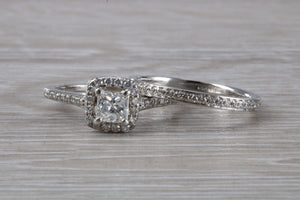 One carat Diamond set Platinum Bridal Rings