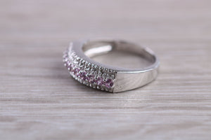 White Gold Pink Topaz and Diamond set Ring