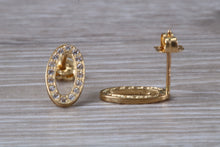 Load image into Gallery viewer, 9ct Gold Oval C Z Stud Earrings