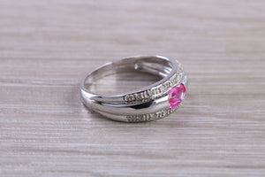 Pink Topaz and Diamond set White Gold Ring