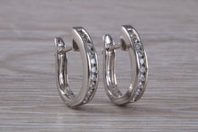Load image into Gallery viewer, Diamond set 18ct White Gold Hoop earrings