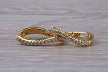 Load image into Gallery viewer, Diamond set Dressy 18ct Yellow Gold Hoop Earrings