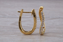 Load image into Gallery viewer, Diamond set Dressy 18ct Yellow Gold Hoop Earrings