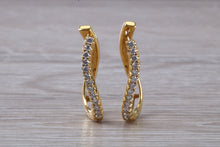 Load image into Gallery viewer, Diamond set Dressy 18ct Yellow Gold Hoop Earrings