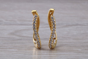 Diamond set Dressy 18ct Yellow Gold Hoop Earrings