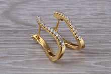 Load image into Gallery viewer, Diamond set Dressy 18ct Yellow Gold Hoop Earrings