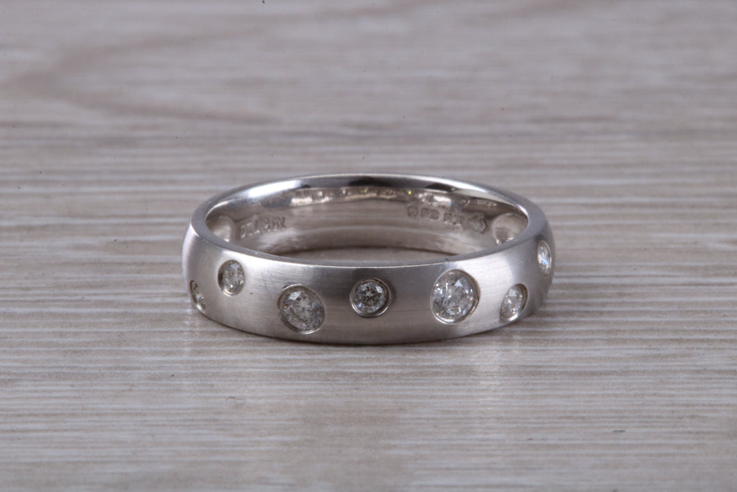 Brushed Finish Diamond set Wedding Band