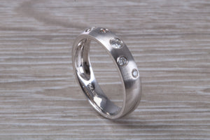 Brushed Finish Diamond set Wedding Band