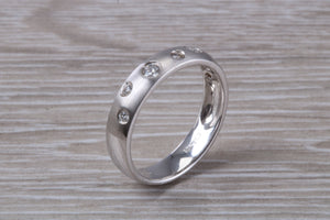 Brushed Finish Diamond set Wedding Band