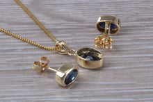 Load image into Gallery viewer, Oval cut Blue Sapphire Earrings with Matching Necklace