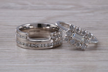 Load image into Gallery viewer, Engagement Ring with Matching Two Row Diamond set Band