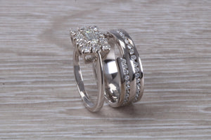 Engagement Ring with Matching Two Row Diamond set Band