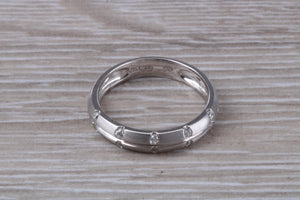 4 mm Wide Diamond set 18ct White Gold Band