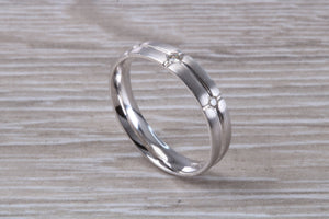 4 mm Wide Diamond set 18ct White Gold Band