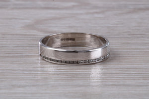 4 mm Wide Diamond Set White Gold Wedding Ring