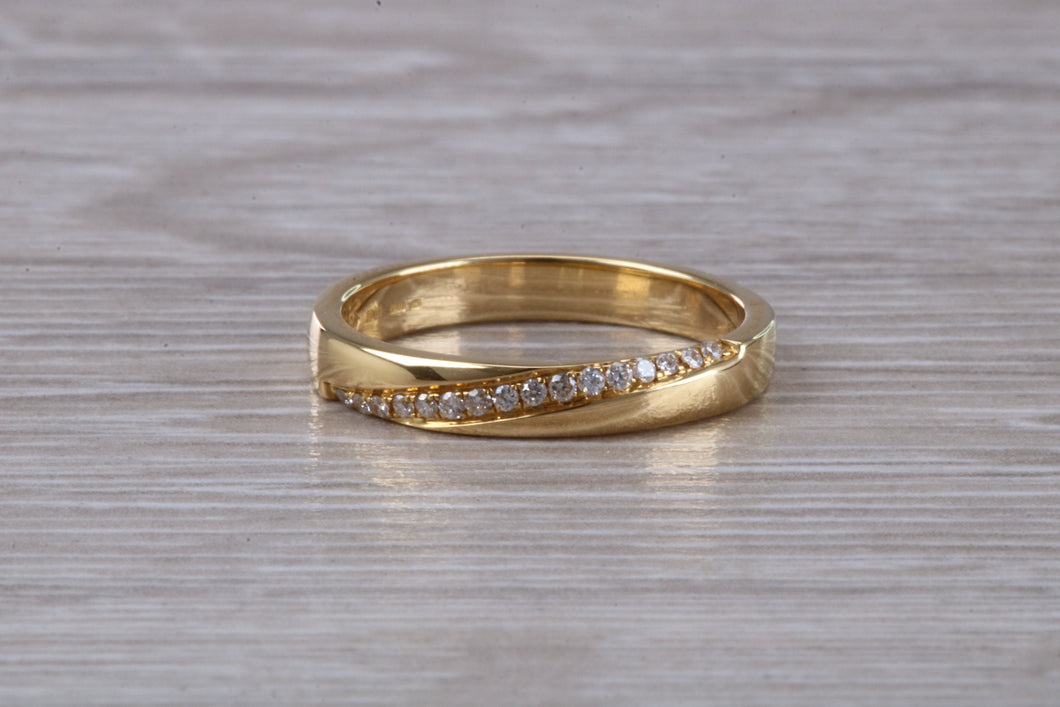 Crossover Diamond set 18ct Yellow Gold Band