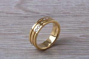 6 mm wide Diamond set 18ct Gold Band