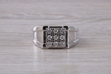 Load image into Gallery viewer, Gents Round cut Diamond set 18ct White Gold Signet Ring