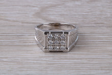 Load image into Gallery viewer, Gents Round cut Diamond set 18ct White Gold Signet Ring