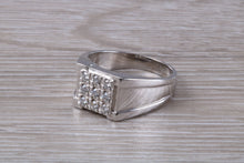 Load image into Gallery viewer, Gents Round cut Diamond set 18ct White Gold Signet Ring