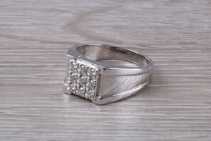 Gents Round cut Diamond set 18ct White Gold Signet Ring