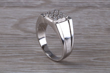 Load image into Gallery viewer, Gents Round cut Diamond set 18ct White Gold Signet Ring