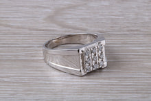 Load image into Gallery viewer, Gents Round cut Diamond set 18ct White Gold Signet Ring