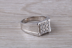 Gents Round cut Diamond set 18ct White Gold Signet Ring