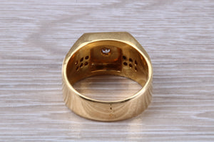 Gents Chunky Diamond set 18ct Gold Signet Ring