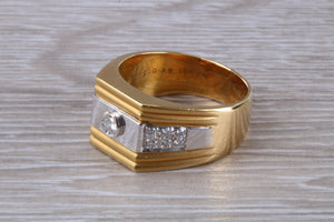 Gents Chunky Diamond set 18ct Gold Signet Ring