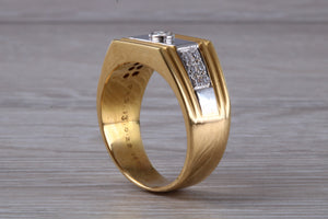 Gents Chunky Diamond set 18ct Gold Signet Ring