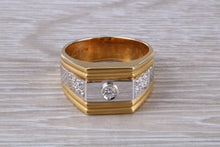 Load image into Gallery viewer, Gents Chunky Diamond set 18ct Gold Signet Ring