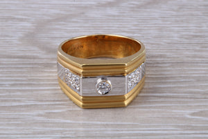 Gents Chunky Diamond set 18ct Gold Signet Ring