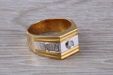 Load image into Gallery viewer, Gents Chunky Diamond set 18ct Gold Signet Ring