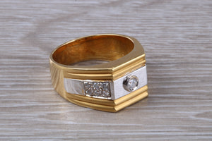 Gents Chunky Diamond set 18ct Gold Signet Ring