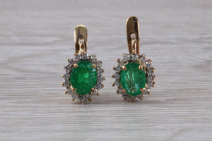 Emerald and Diamond set Yellow Gold Earrings