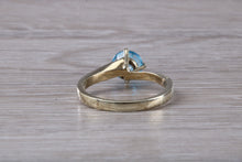 Load image into Gallery viewer, 7 mm Round Aquamarine and Diamond set Yellow Gold Ring, British Hallmarked