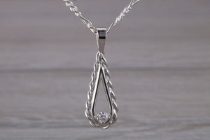 Natural Round cut Diamond set Silver Necklace