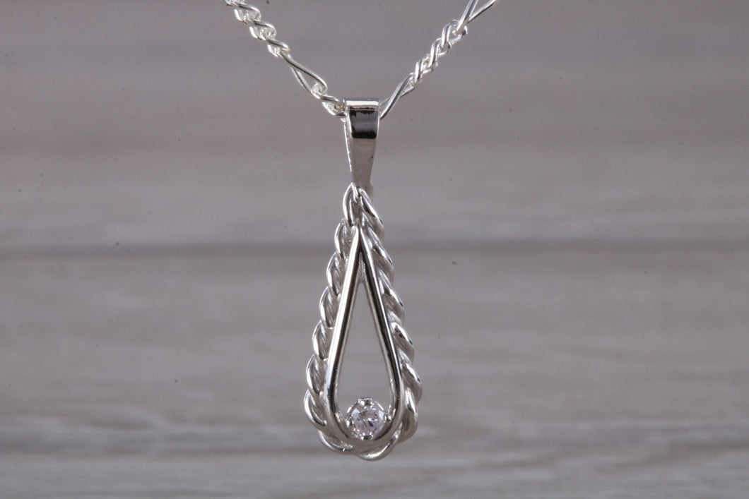 Natural Round cut Diamond set Silver Necklace