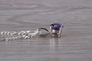 Natural Round cut Amethyst set Silver Necklace