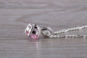 Pink Sapphire C Z set Silver Necklace