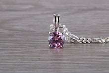 Load image into Gallery viewer, Pink Sapphire C Z set Silver Necklace