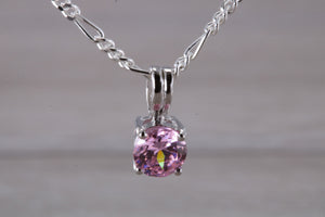 Pink Sapphire C Z set Silver Necklace