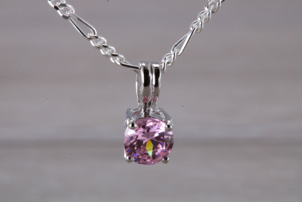 Pink Sapphire C Z set Silver Necklace