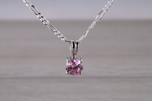 Pink Sapphire C Z set Silver Necklace