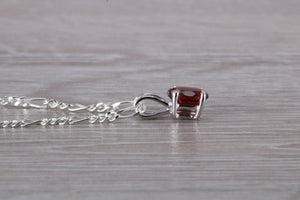 Oval cut Ruby set Silver Necklace