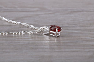 Oval cut Ruby set Silver Necklace